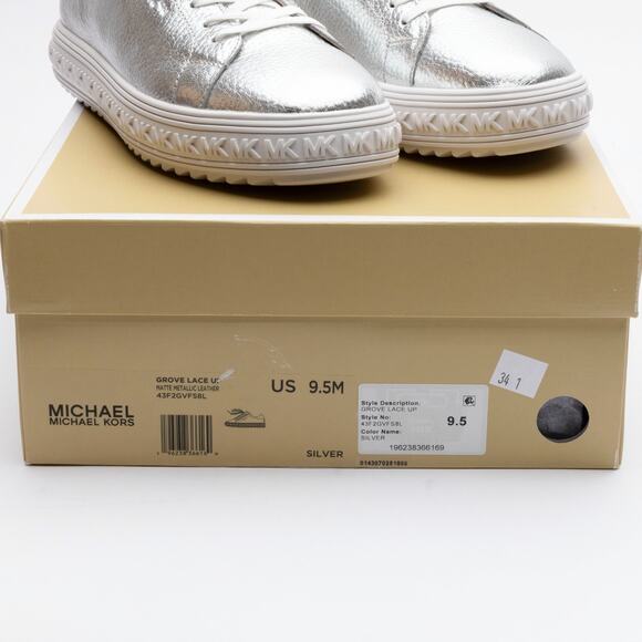Michael Kors Women Grove Lace-Up Sneakers Silver Size 9.5 - Picture 5 of 6